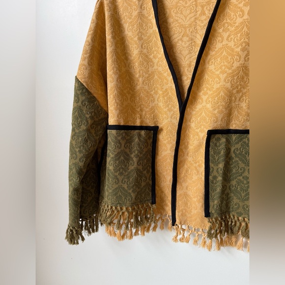 ⭐️ 11. Handmade Upcycled April Cornell Tapestry -OVERSHIRT- kimono Yellow Cotton - Picture 2 of 5